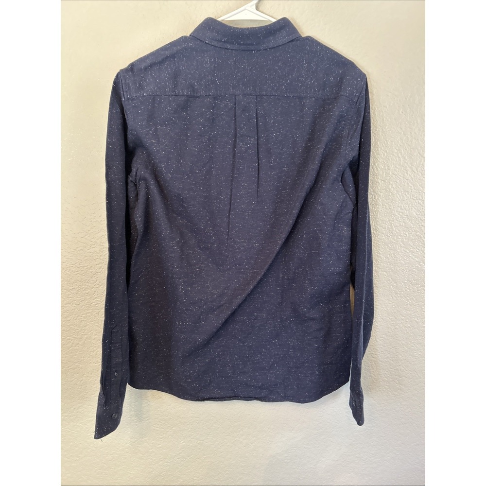 LL Bean Signature Mens Slim Fit M Tall Button Down Shirt Navy Blue Long Sleeve - Picture 5 of 7